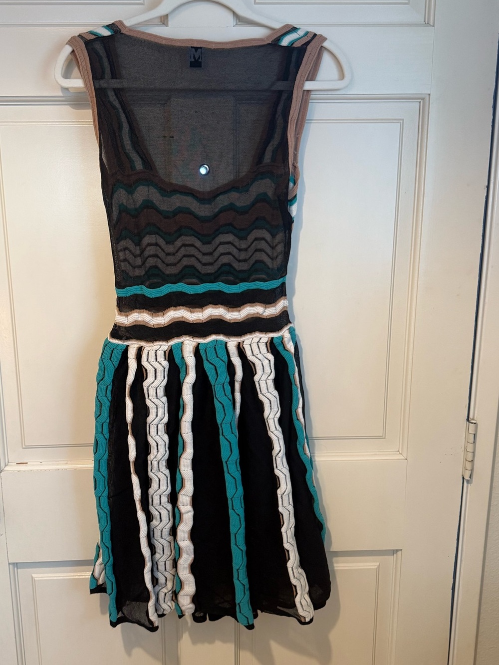 Missoni Teal, Black, White & Brown Wave-Pattern Knit Mini Dress size 42 US 8 - Picture 2 of 3